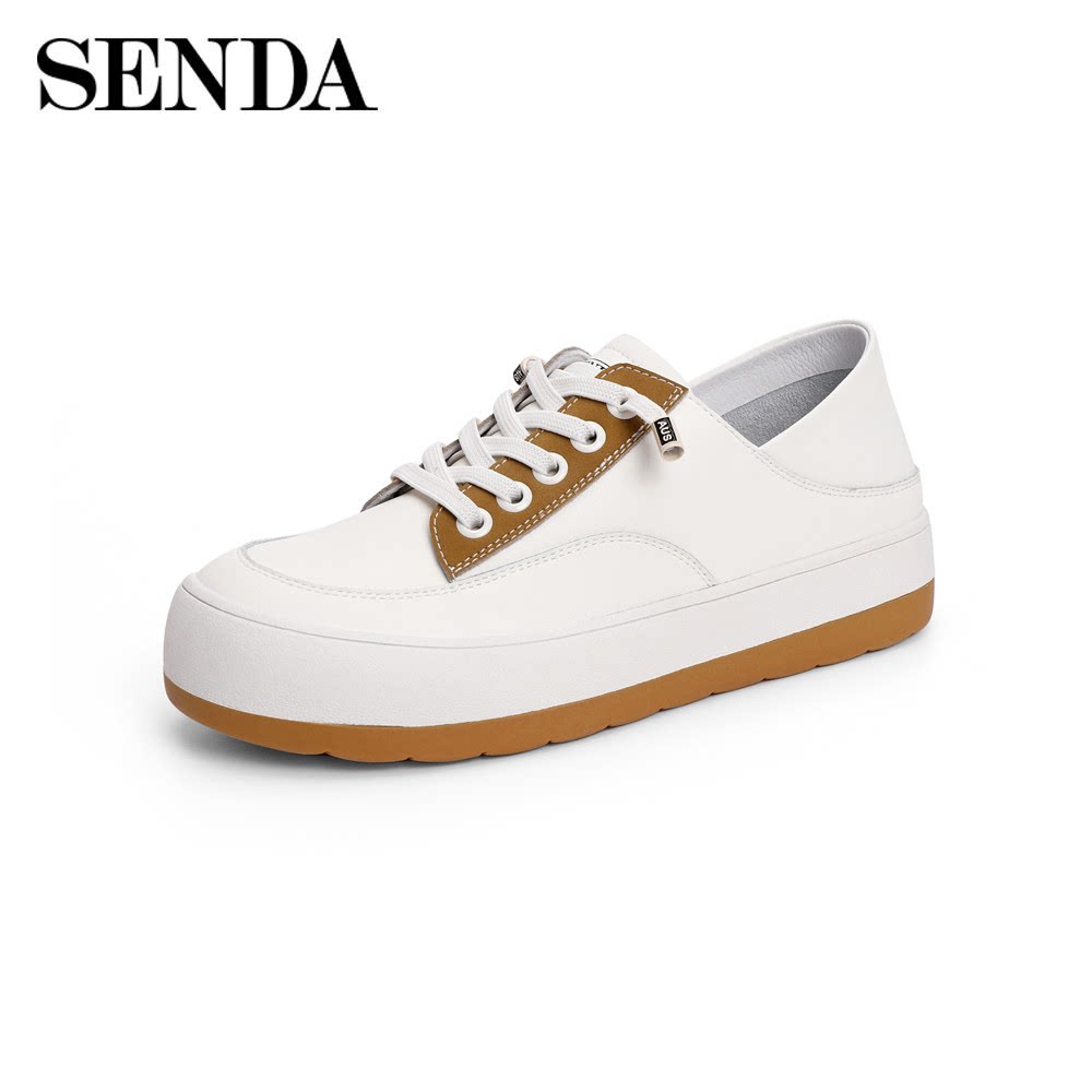 森达2021春季新款韩版户外厚底休闲女板小白鞋时尚休闲鞋