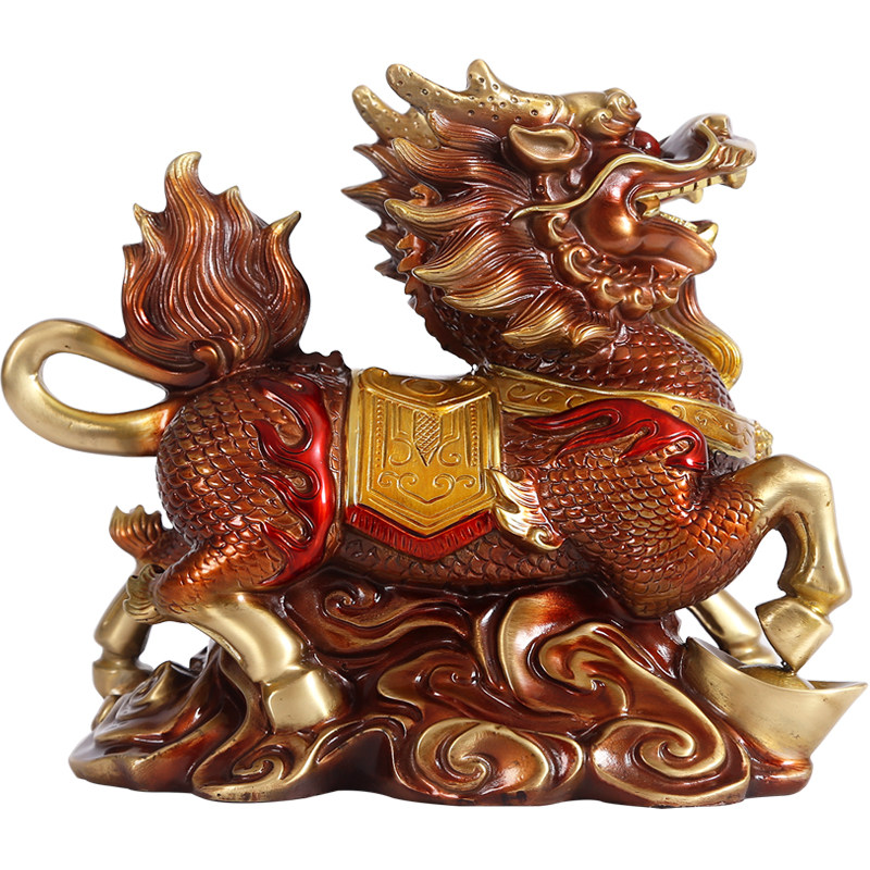 麒麟纯铜摆件一对镇招财辟邪办公室乔迁礼品家居风水摆件