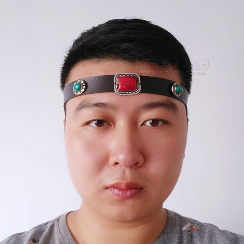男士蒙古族舞蹈演出头带儿童童发民族服饰头饰手工发饰