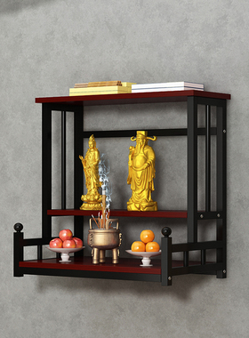 6折月销 57佛龛神龛供奉台神台简约木质牌位架子墙壁挂式吊柜迷你贺韵