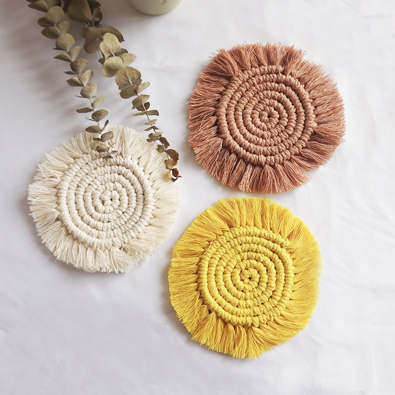 手工棉绳杯垫编织diy材料包餐垫餐桌茶几隔热挂毯