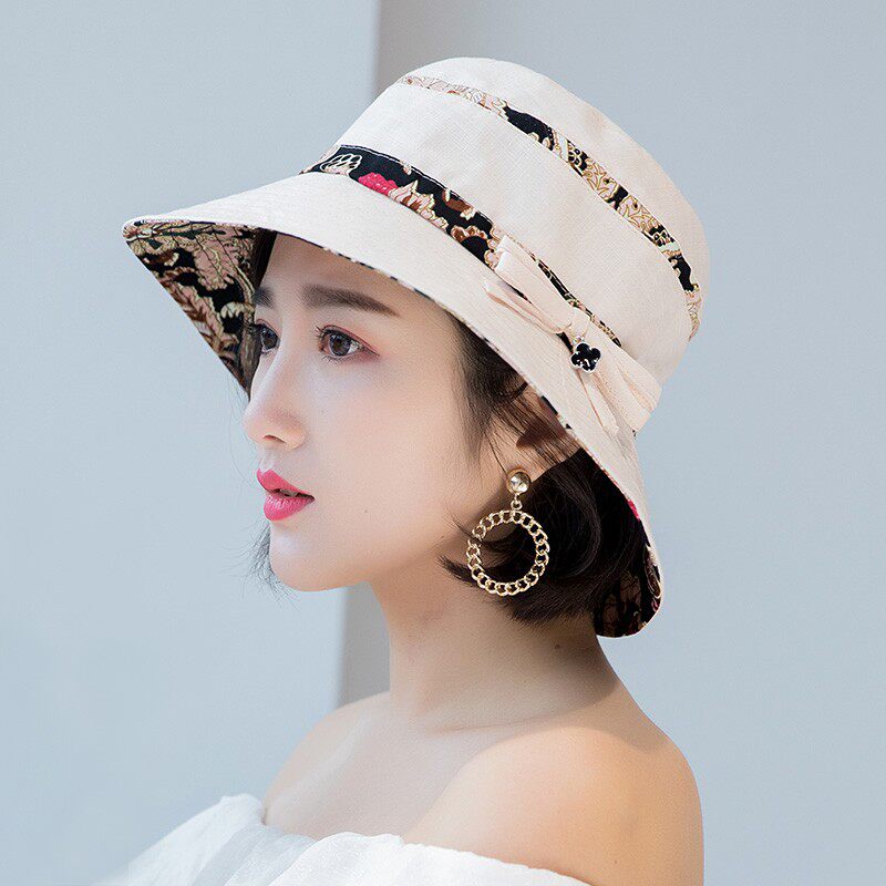春夏布帽女民族风防晒帽盆女士遮阳帽可折叠沙滩太阳帽帽子