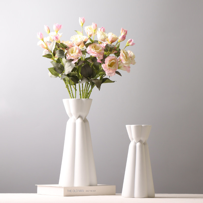 北欧创意烛台样式陶瓷花瓶家居客厅电视柜白色花瓶