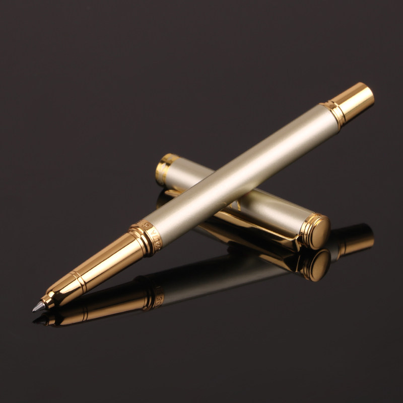 罗氏金色签字笔定制logo金属宝珠商务高档中性宝珠