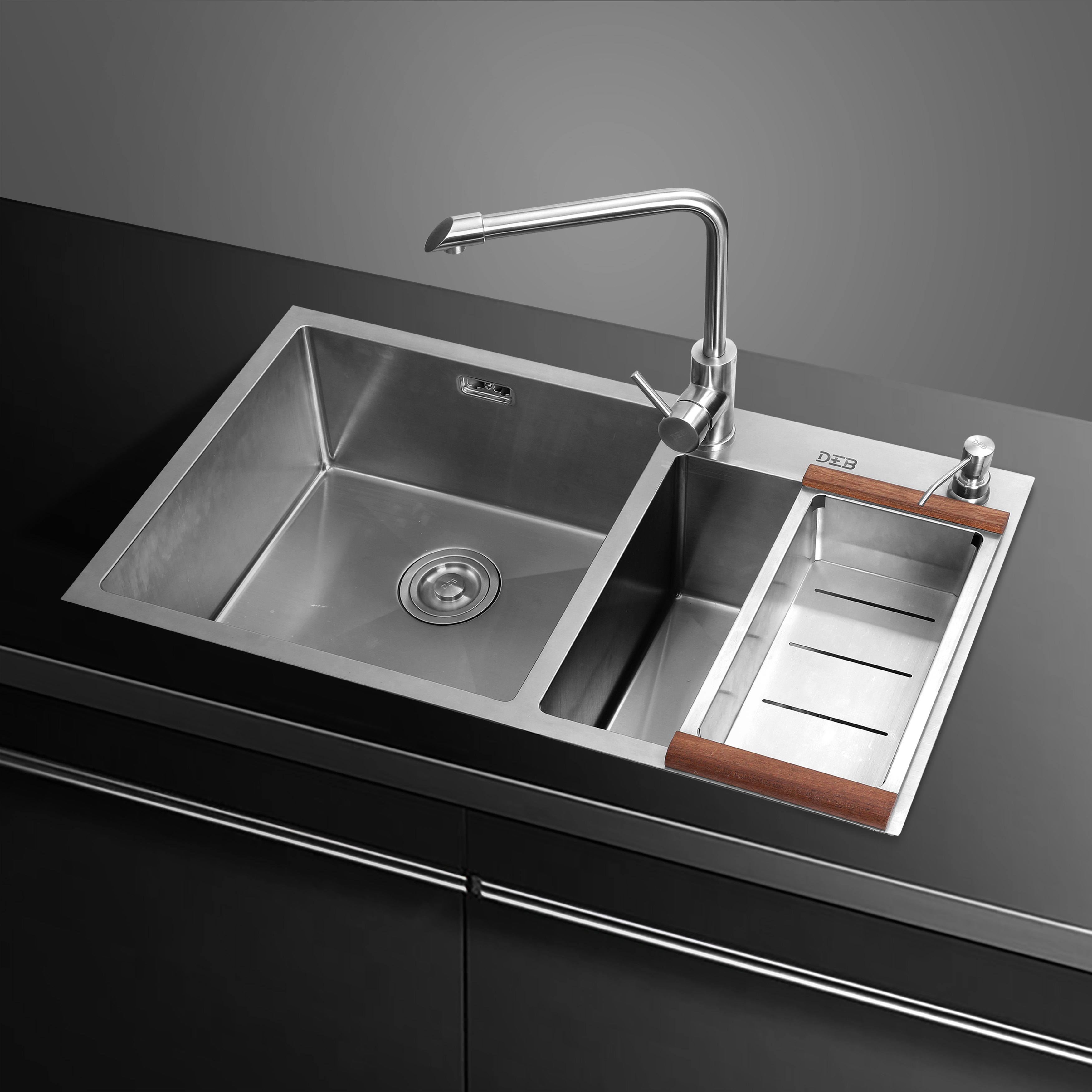 deb德贝db-009a厨房304不锈钢水盆双槽沥水家用水槽套餐