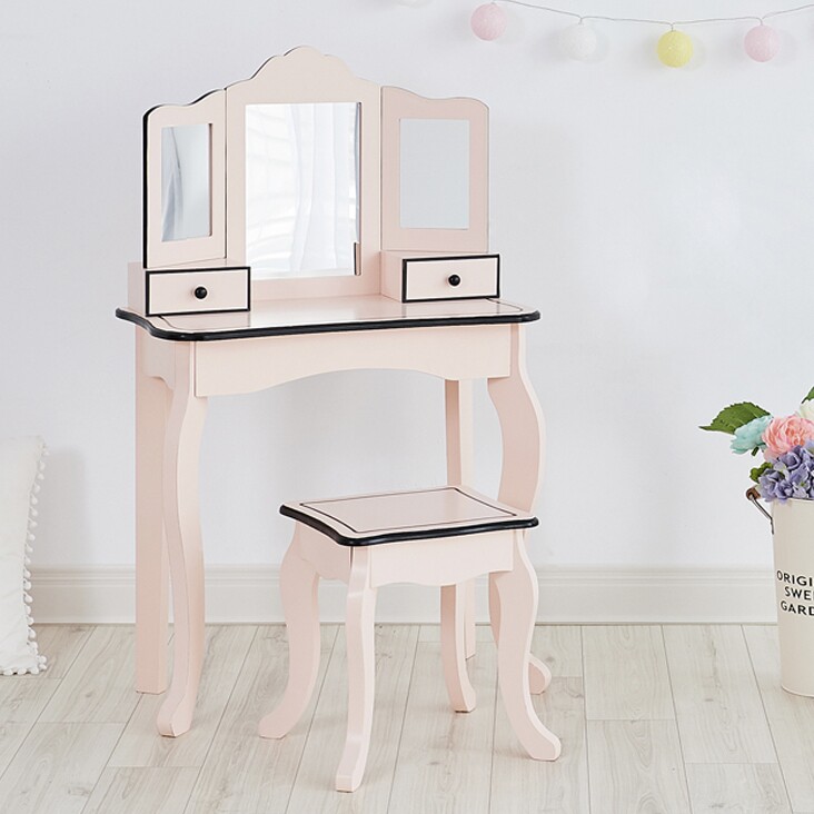 teamson迪生家儿童梳妆台化妆台宝宝桌椅女孩芭比娃娃生日过家家玩具