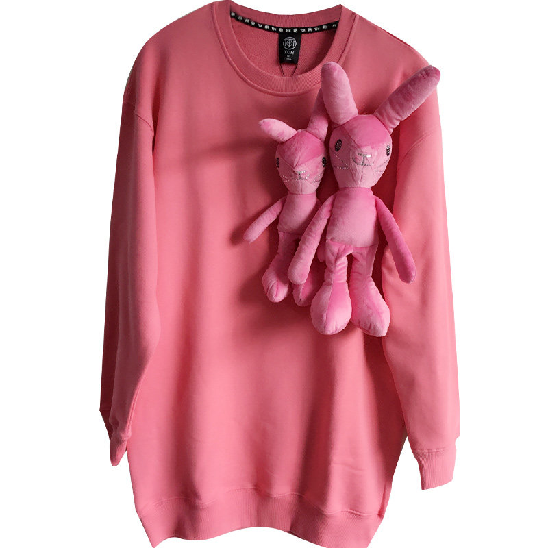tch潮牌胸前粉熊玩偶烫钻卫衣t214306010卫衣