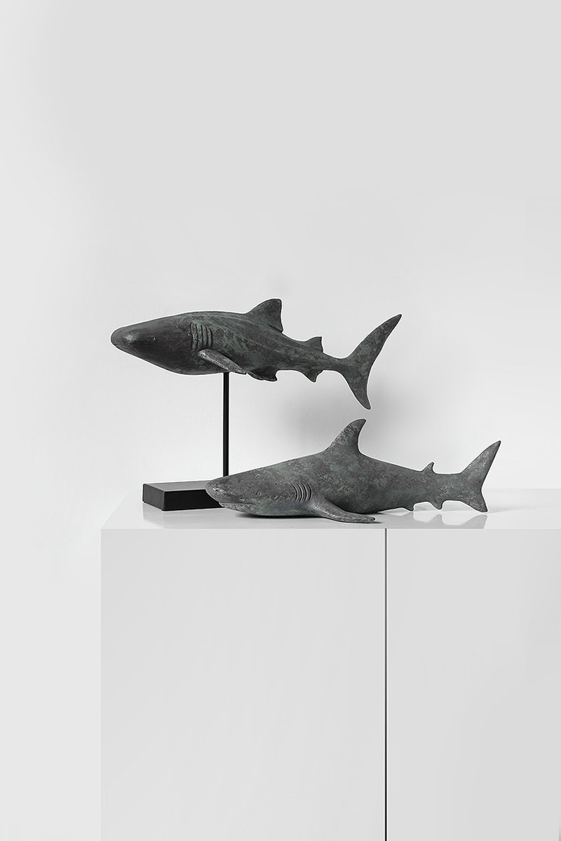 北欧复古仿真动物模型鲨鱼摆件家居客厅办公室摆件
