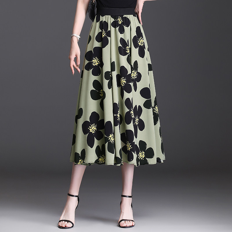 中长长裙花裙裙子仙女春季花朵裙女半身碎花半身裙