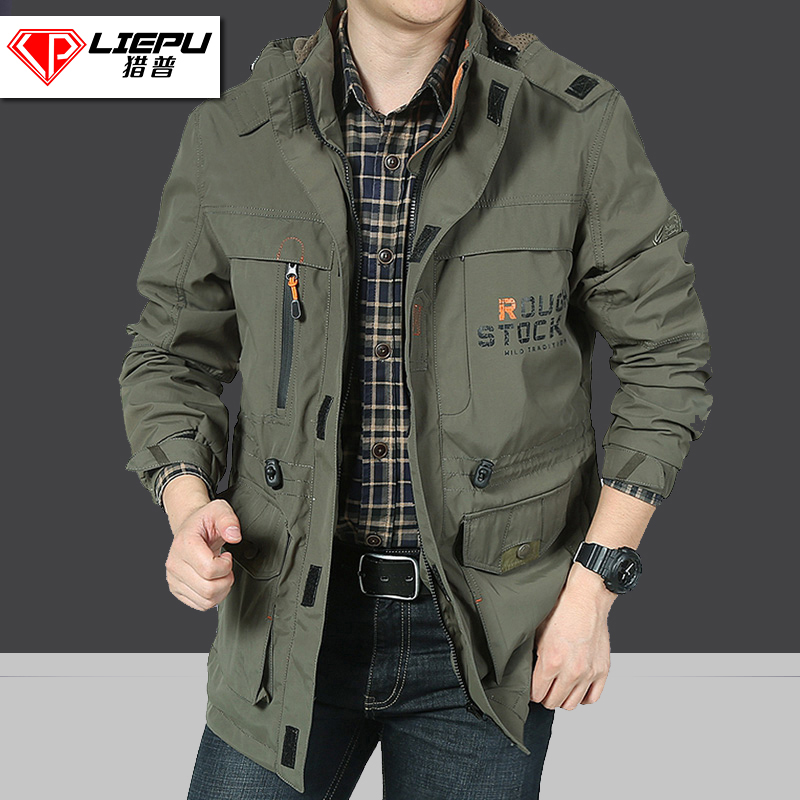 春秋冬季户外冲锋衣男潮牌运动休闲夹克薄款防风防水加绒加厚外套