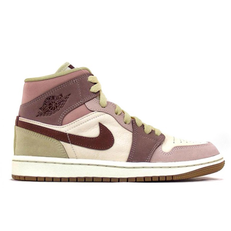 nike耐克aj1女鞋airjordanmid红豆彩色拼接篮球鞋