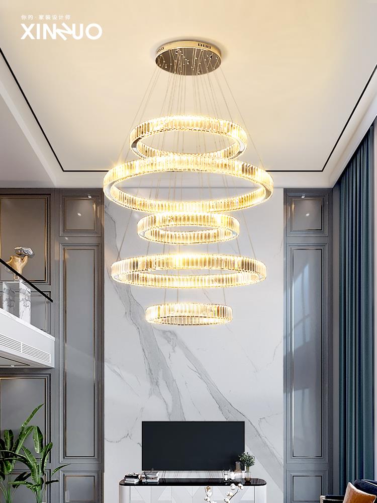 中楼客厅吊灯现代简约挑空多层楼梯灯具复式楼别墅usb灯