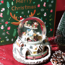 Crystal ball music box Santa Claus Small train Eight soundboxes for girls Childrens girls Christmas birthday present