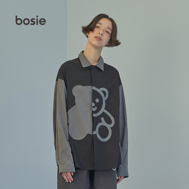 bosie tide brand shirt men's shirt long-sleeved black couple women wild loose casual 7002 bosie tide brand shirt men's shirt long-sleeved black couple women wild loose casual 7002