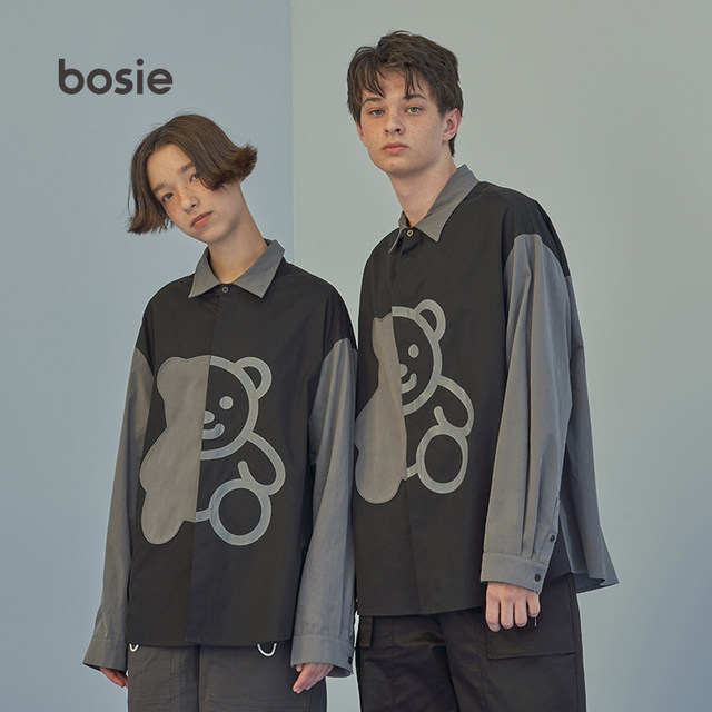 bosie tide brand shirt men's shirt long-sleeved black couple women wild loose casual 7002 bosie tide brand shirt men's shirt long-sleeved black couple women wild loose casual 7002