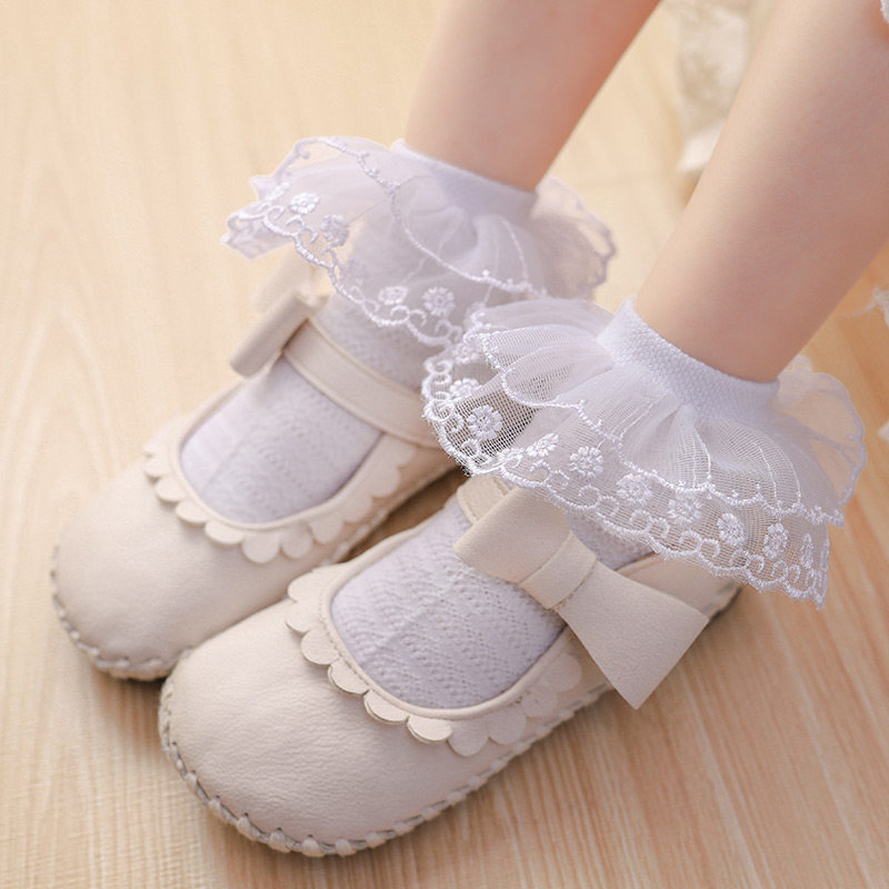 儿童短袜舞蹈白色薄款韩国透气网眼公主花边儿童袜子016岁