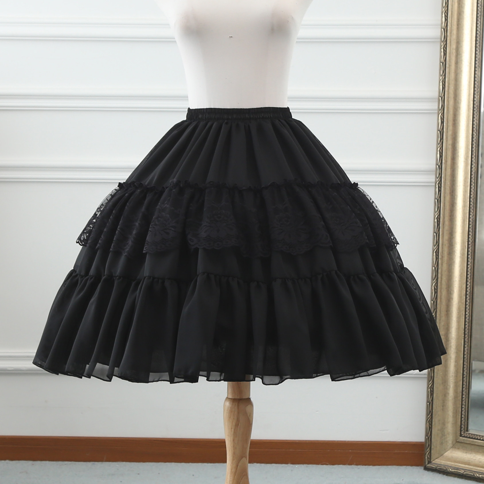 洛丽塔蕾丝鱼骨裙撑lolita可调节暴力鸟笼撑 cosplay软妹半身衬裙