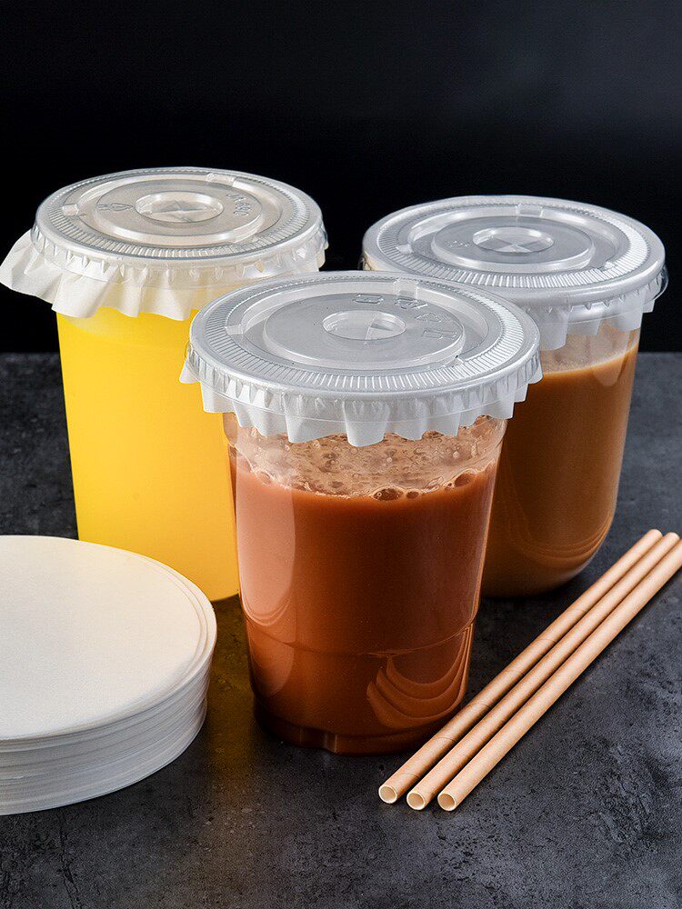 封口纸塑两用奶茶咖啡外送防漏纸垫一次性饮料封口膜