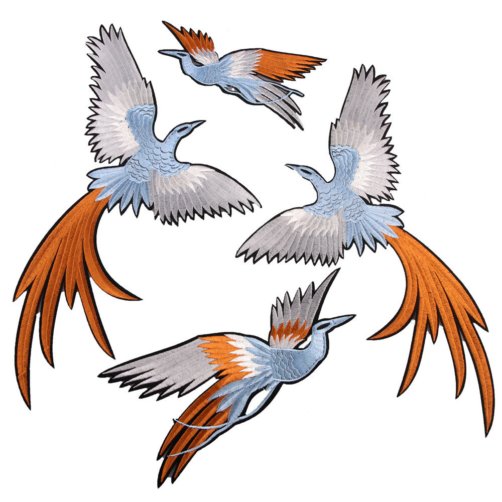 刺绣布贴花饰飞鸟背胶补丁贴花片修补洞衣服布贴