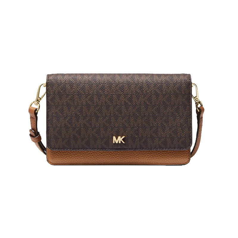 michaelmichaelkorsmk女包女士棕色老花拼接单肩斜挎包女士包袋