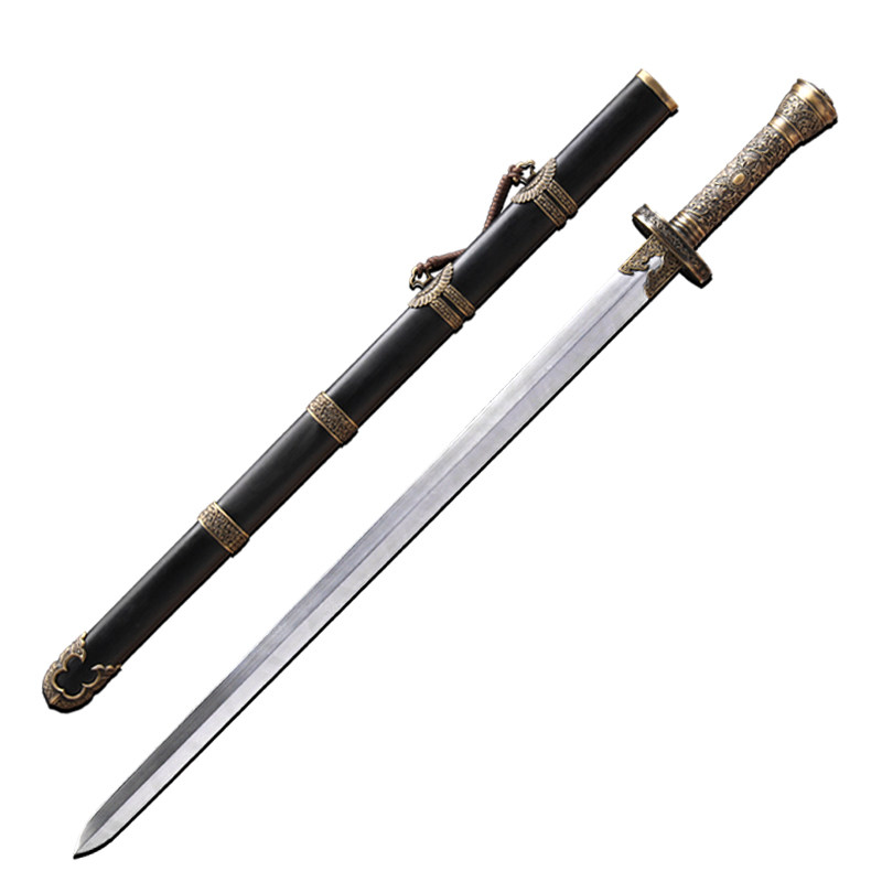 汉剑盘龙剑花纹钢长硬剑镇刀剑冷兵器龙泉字号宝剑刀剑