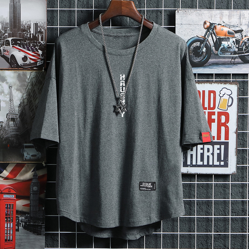 纯棉短袖男t恤宽松夏季新款潮流半袖体恤圆领大码上衣潮牌衣服ins