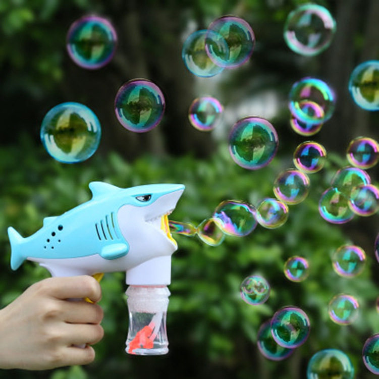 a013儿童全自动电动卡通动物鲨鱼泡泡机泡泡枪带音乐灯光泡泡玩具