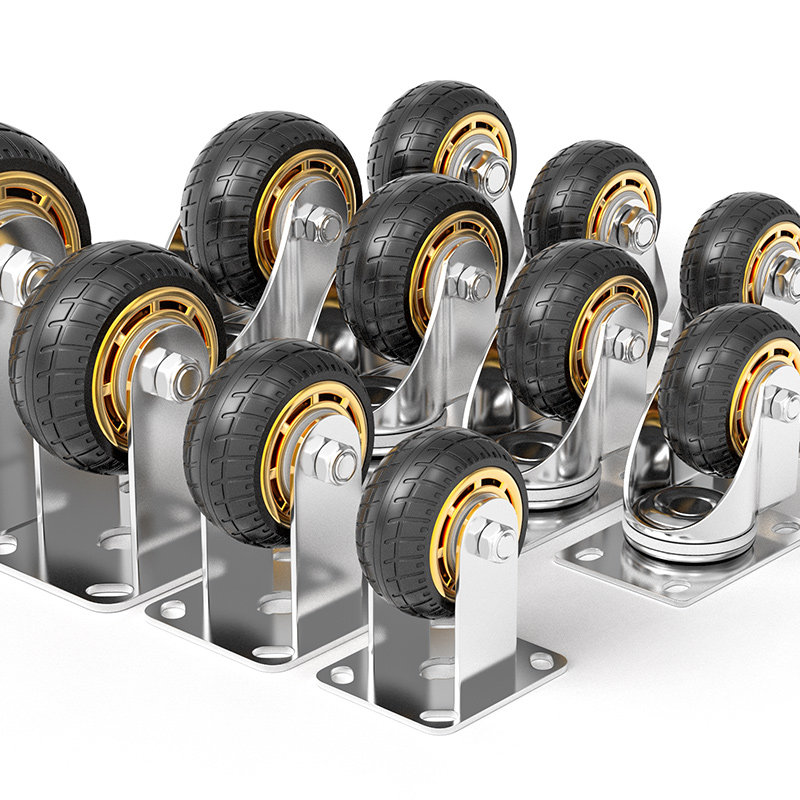 重型万向轮轮子大全拖车滑轮滚轮脚轮小推车胶轮静音橡胶手平板车-mc