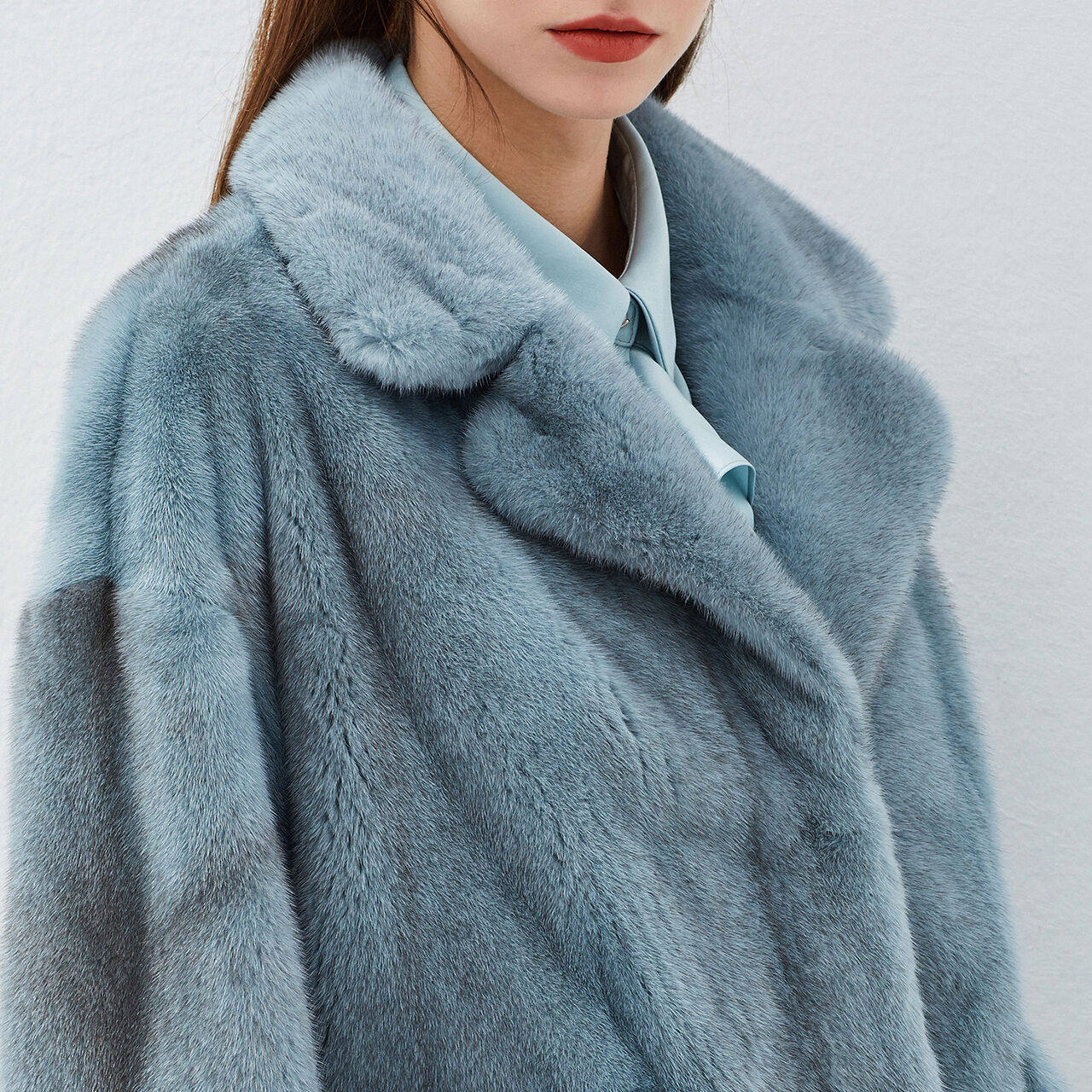 【极寒系列】恩裳冬西装领加厚短款水貂貂皮皮草外套女
