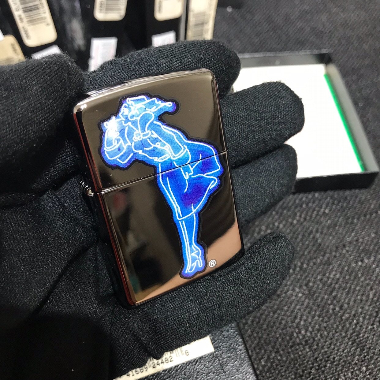 zippo打火机绝版风女老机黑冰风中女郎24482经典收藏zippo