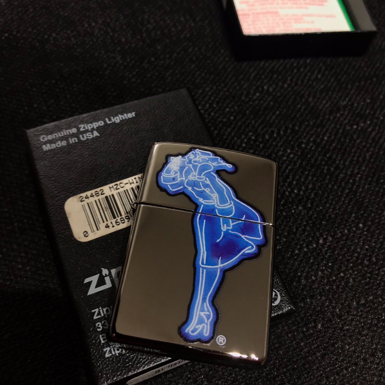 zippo打火机绝版风女老机黑冰风中女郎24482经典收藏zippo
