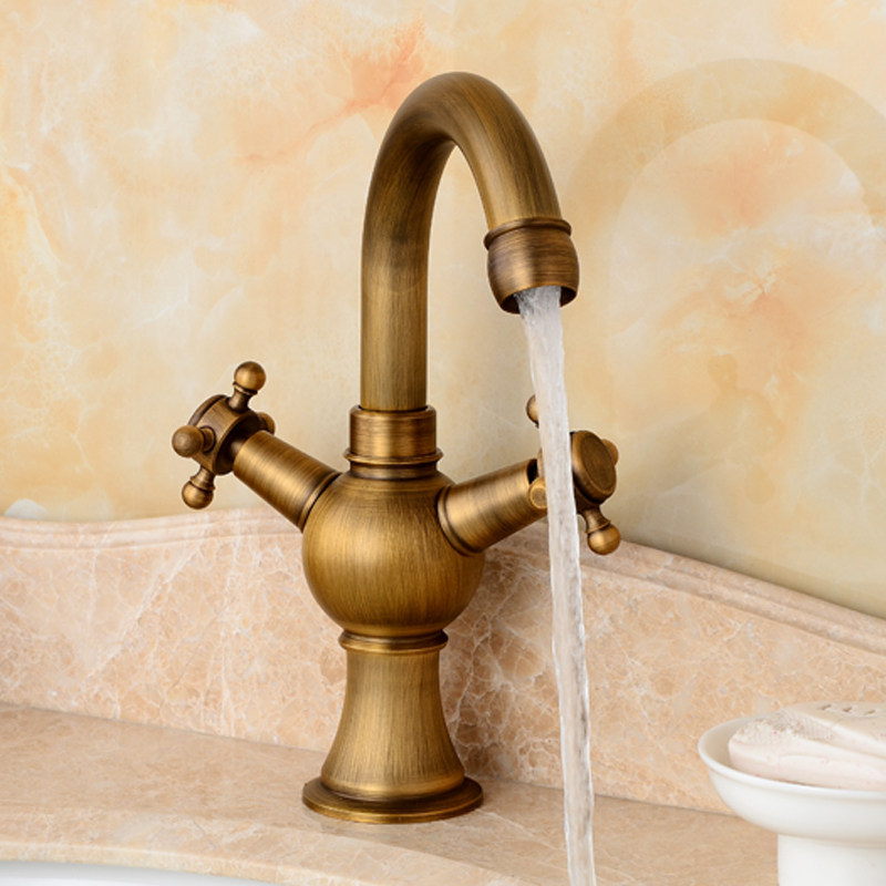 仿古水龙头冷热复古铜欧式古铜色面盆洗脸盆艺术家用台盆冷暖龙头