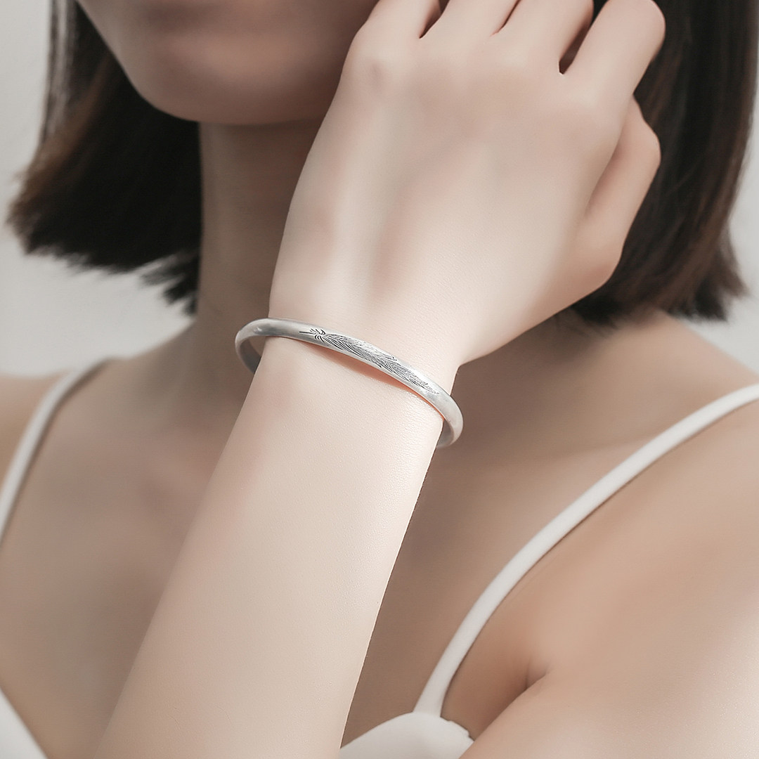 手镯ins足银9999时尚复古手环简风古法网红手镯