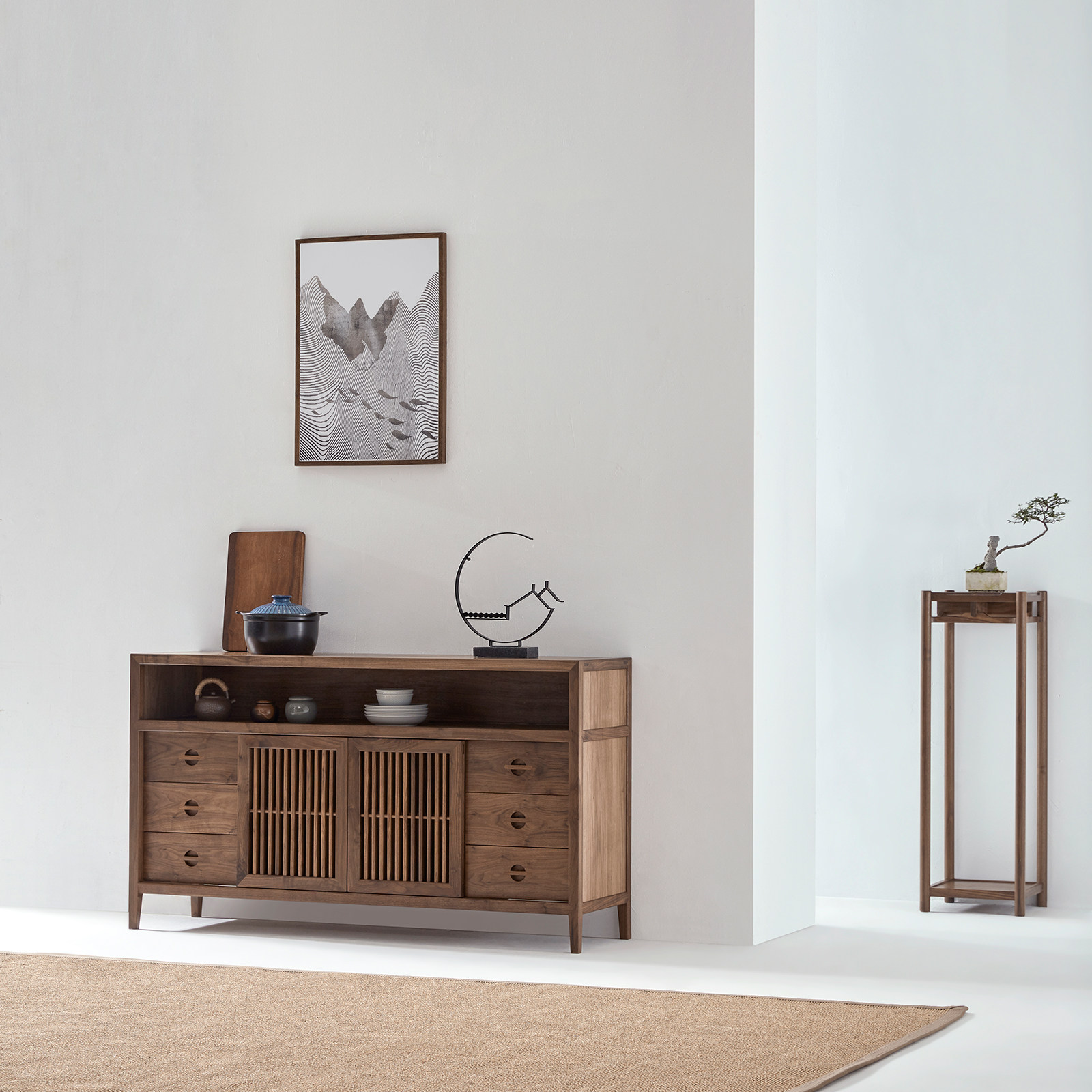 空尚边柜收纳简约客厅实木餐边柜高端餐厅储物餐边柜