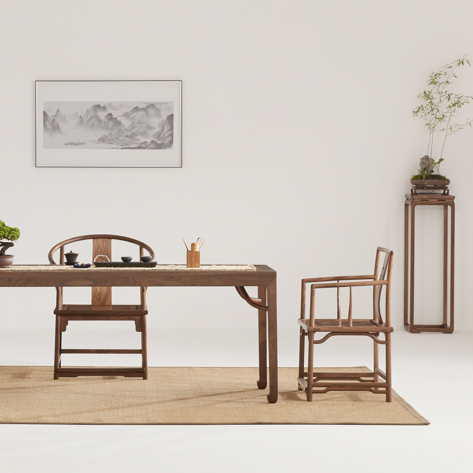 新中式黑胡桃实木圈椅现代简约太师椅小户型单人茶椅子休闲官帽椅