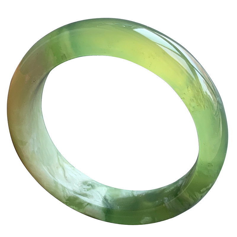 岫玉甲翠手镯飘花玉镯妈妈少女大口径岫岩玉甲手饰