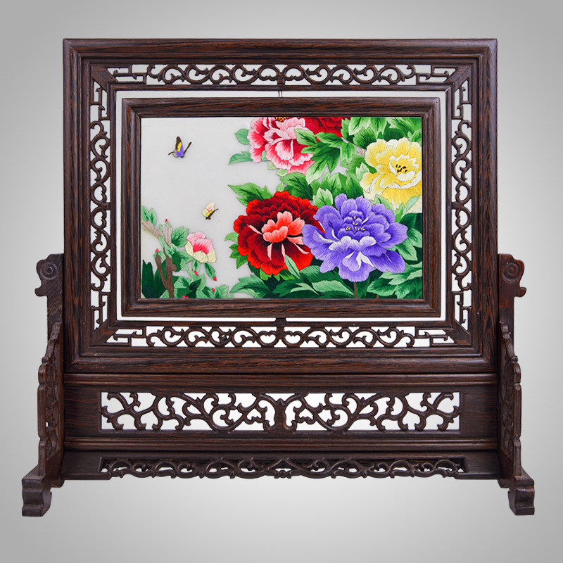 苏绣成品双面刺绣台屏礼品花卉摆件手工多款苏绣