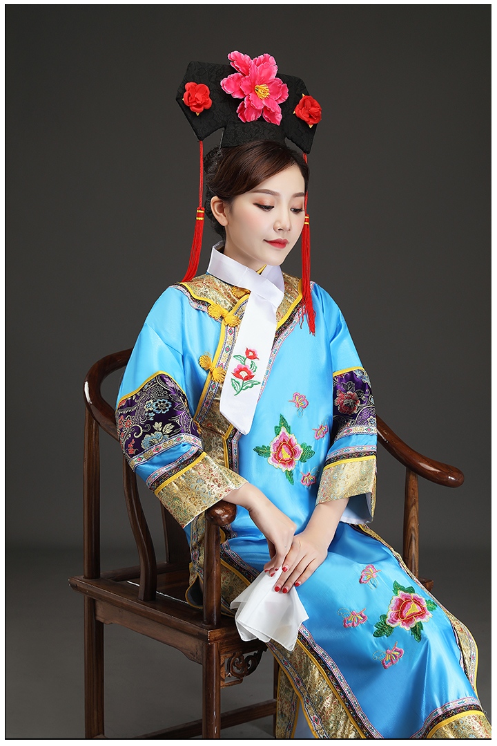 清朝满族古装还珠格格服装成人宫女甄嬛旗袍大码民族服装