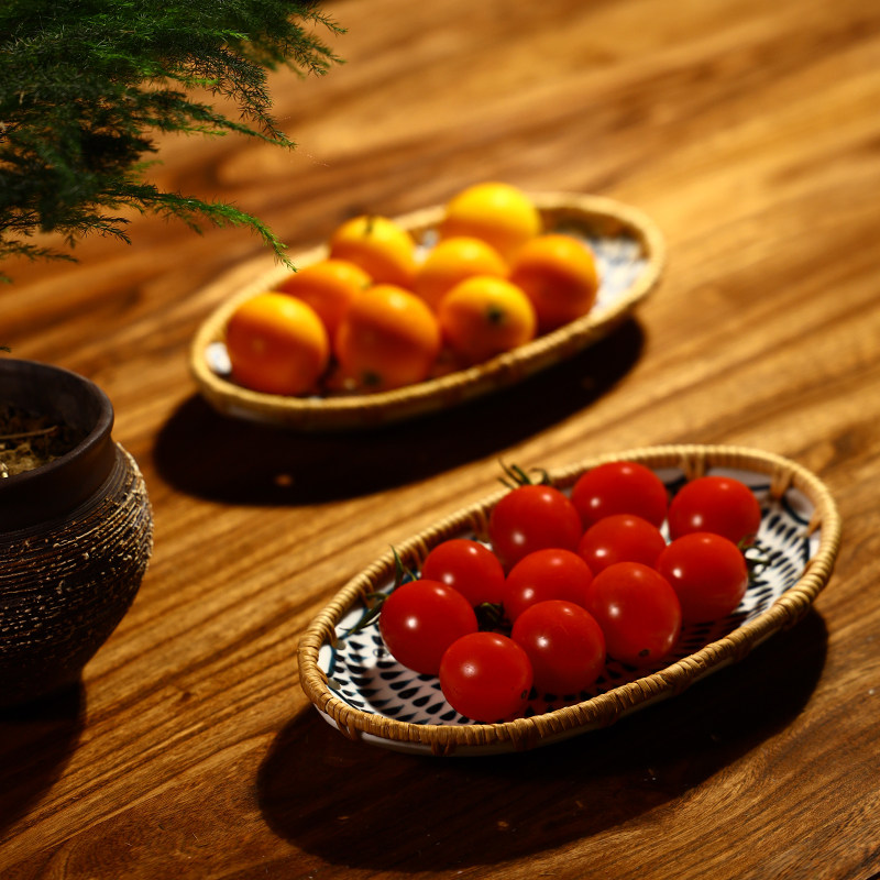 陶瓷菜碟小号日式果盘中式茶点碟子复古古风果盆