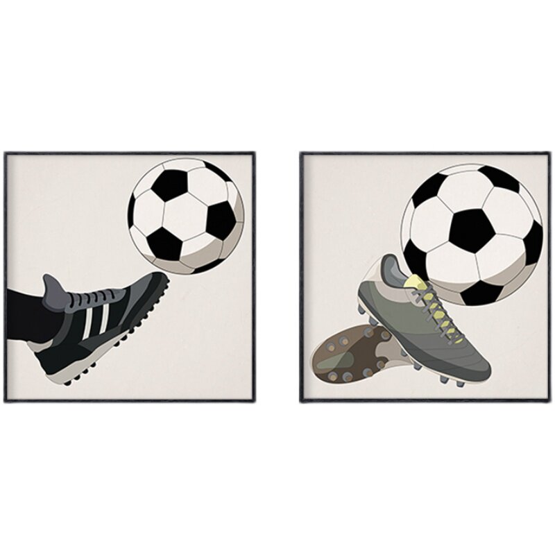 卧室墙壁床头挂画足球俱乐部运动卡通创意夏男孩现代装饰画