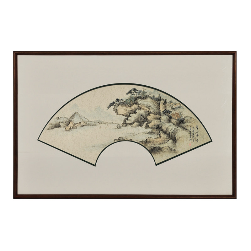画诉手绘扇形山水画国画挂画装饰画玄关客厅餐厅现代装饰画