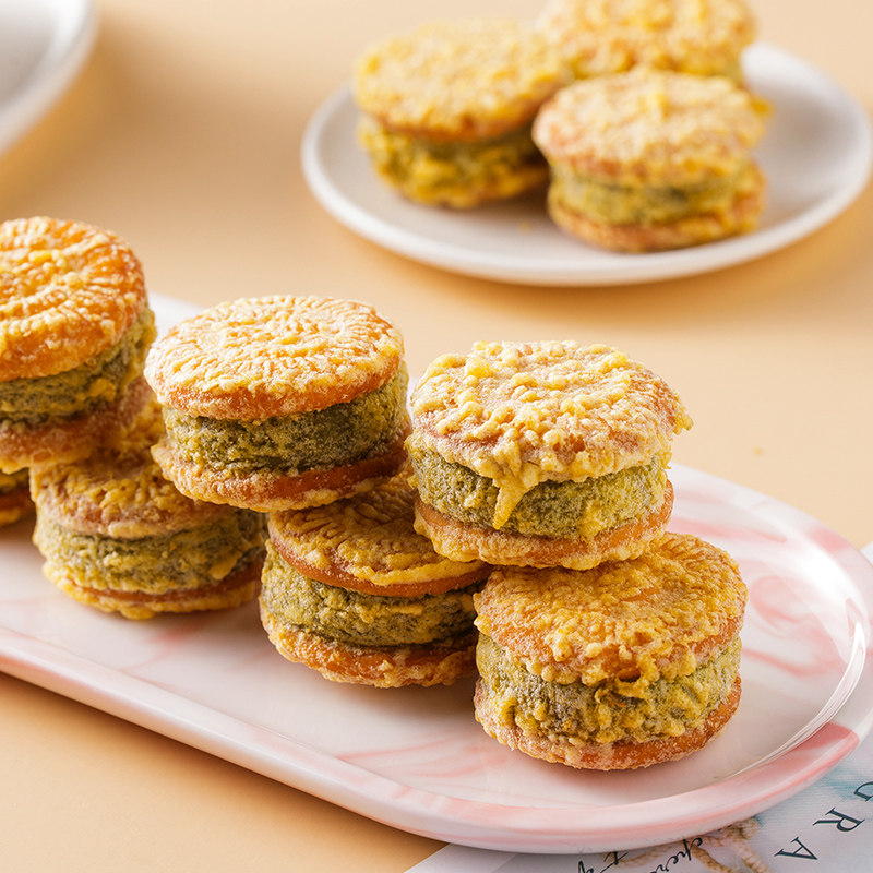 绿豆板栗酥饼传统糕点点心老式正宗手工好吃传统中式糕点