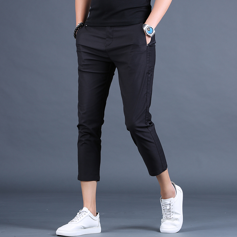 冰丝休闲裤男夏季薄款韩版潮流男士小脚9分裤子修身百搭九分裤男