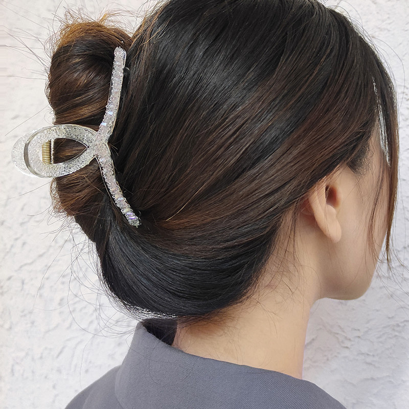 黑色鲨鱼夹头头饰透明发夹后脑勺女发发卡抓夹发饰