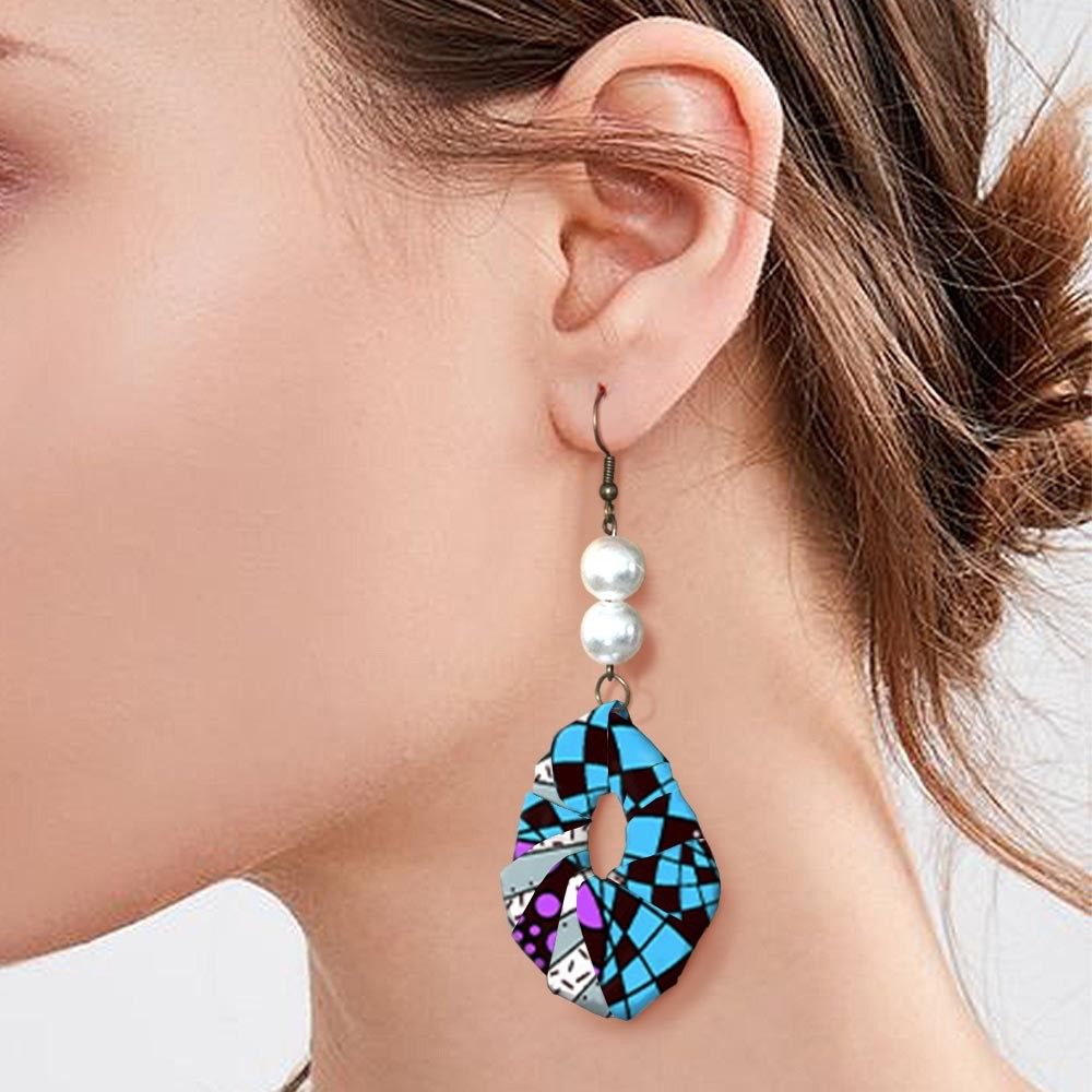 africanearrings非洲民族印花蜡染全棉手工艺品夸张耳环耳环