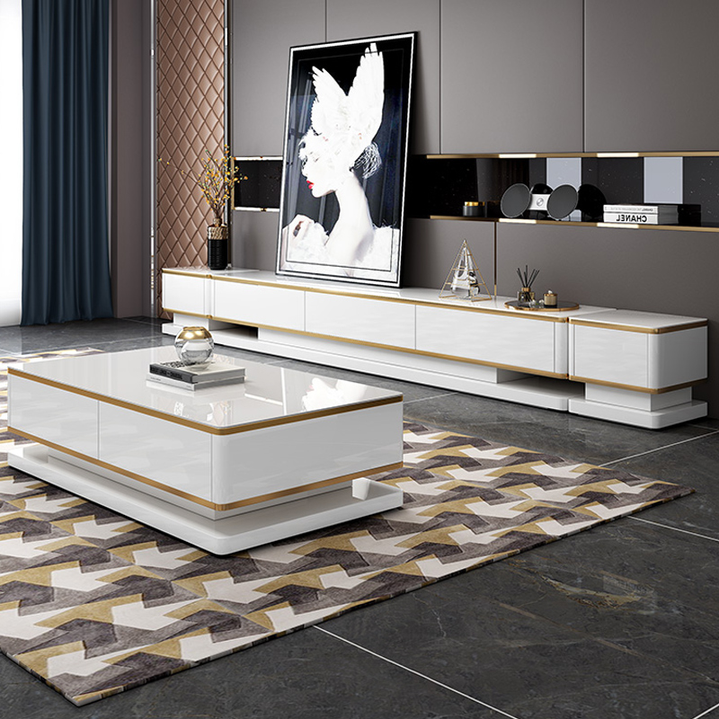 北欧轻奢电视柜现代简约客厅大理石长条柜小户型岩板电视柜