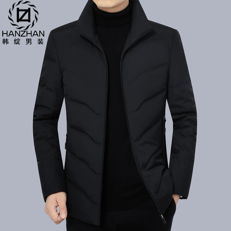 羽绒服男短款轻薄冬季2021新款中年男士休闲加厚外套男式爸爸冬装