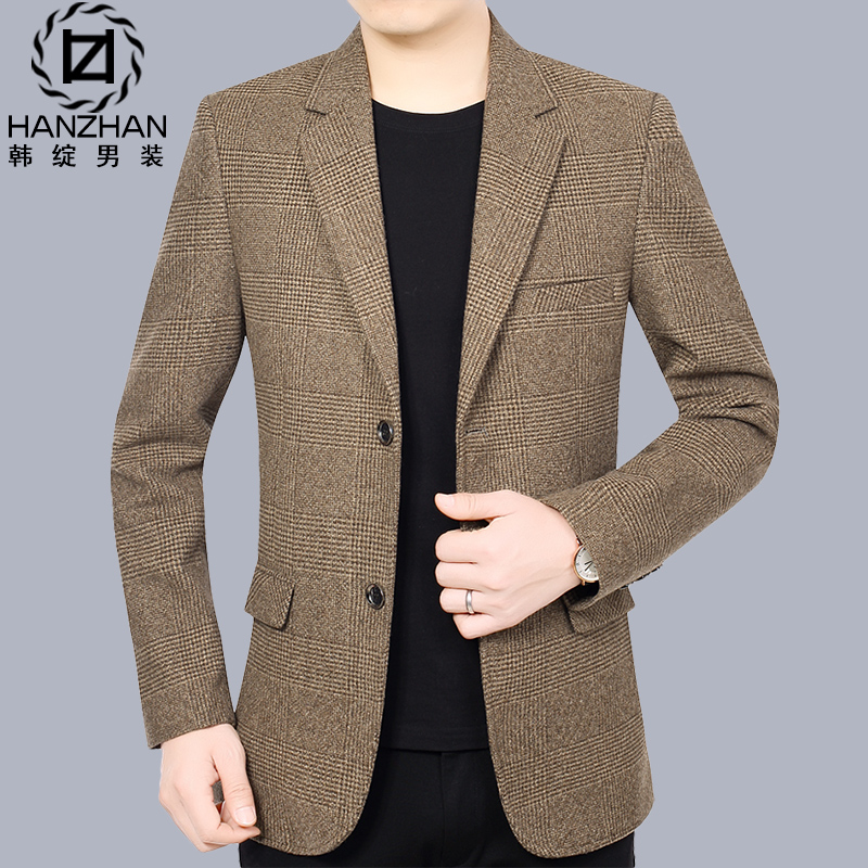 西服男休闲男士西装外套单件春秋季2022新款男式上衣中年爸爸春装
