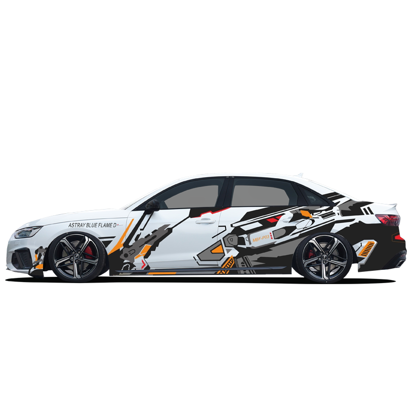 蓝色异端高达车贴奥迪a4la5a7s4s5s7改色膜彩绘全车身汽车装饰贴