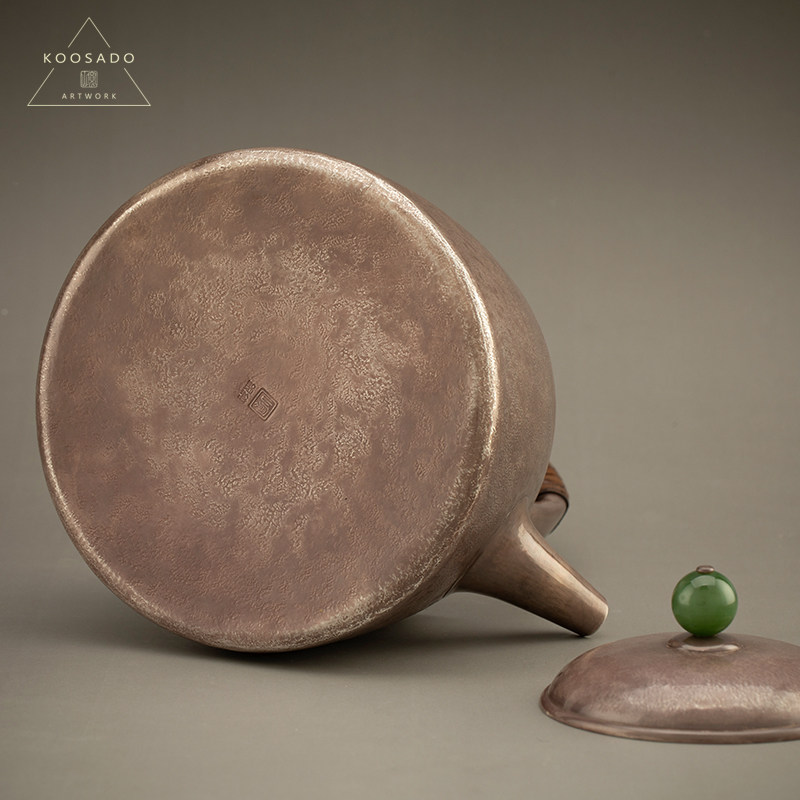 宽山堂新品纯银坡公石铫700ml烧水壶复古日式工艺茶道银壶煮水壶